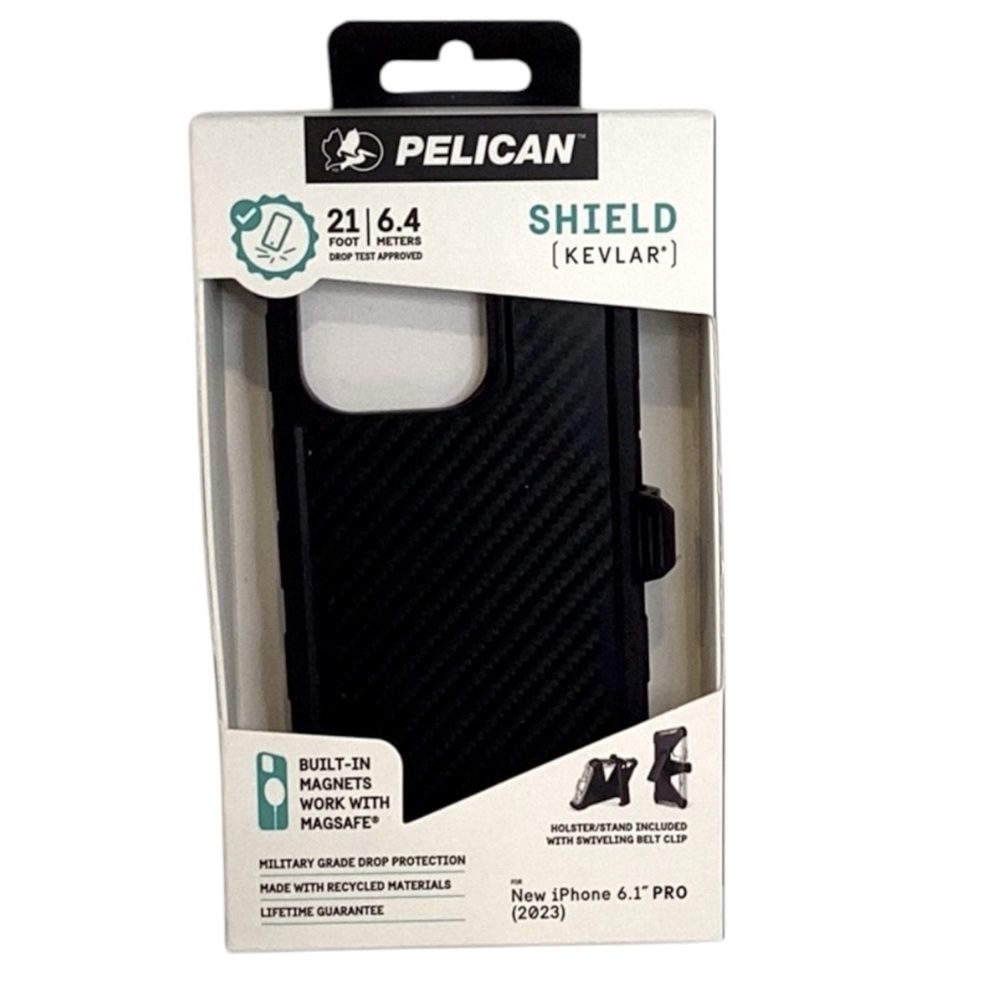 🌺 Pelican Shield Kevlar Case for iPhone 6.1" Pro (2023) - Black
